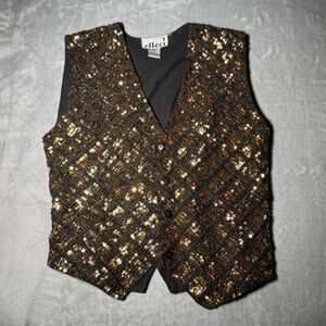 Effeci Sequin Vest in Black and Gold